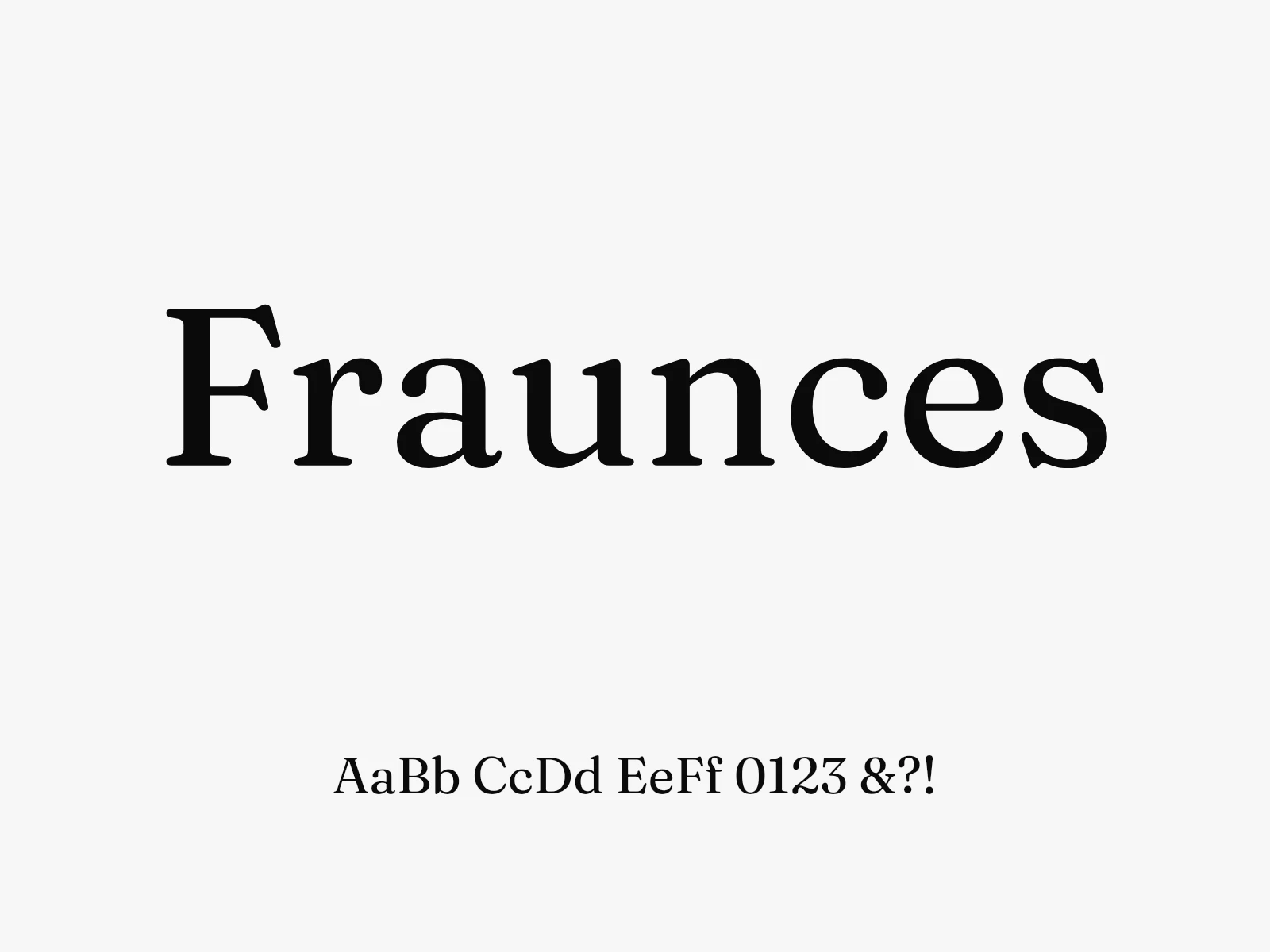 Fraunces type specimen