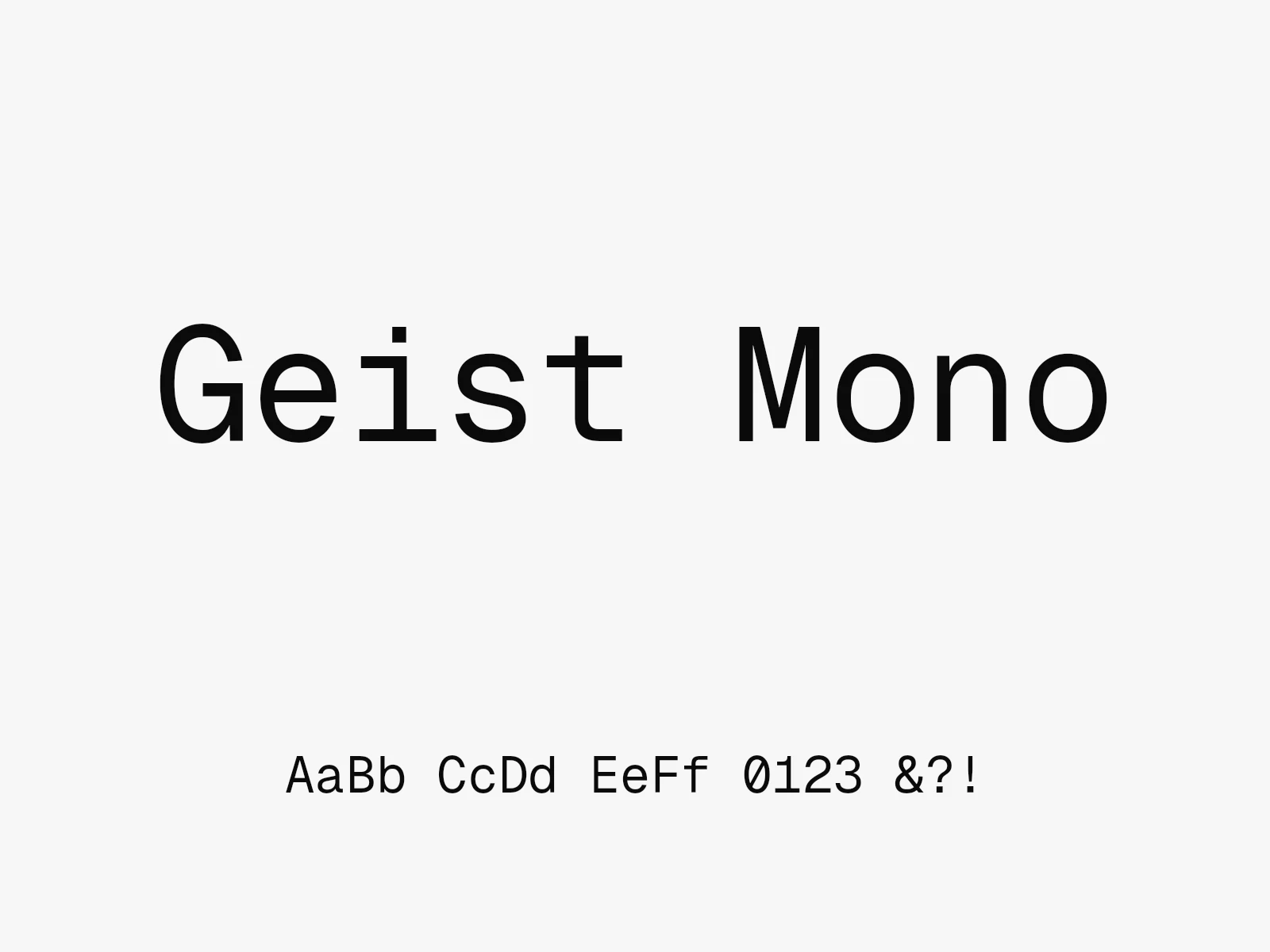 Geist Mono type specimen