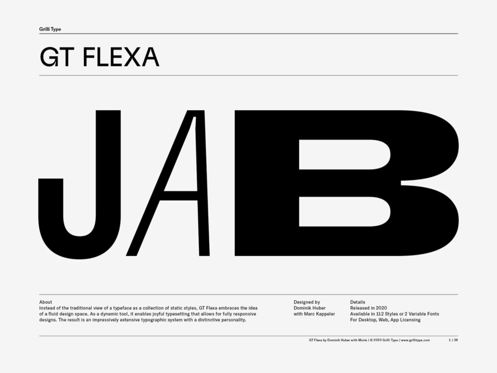 GT Flexa type specimen