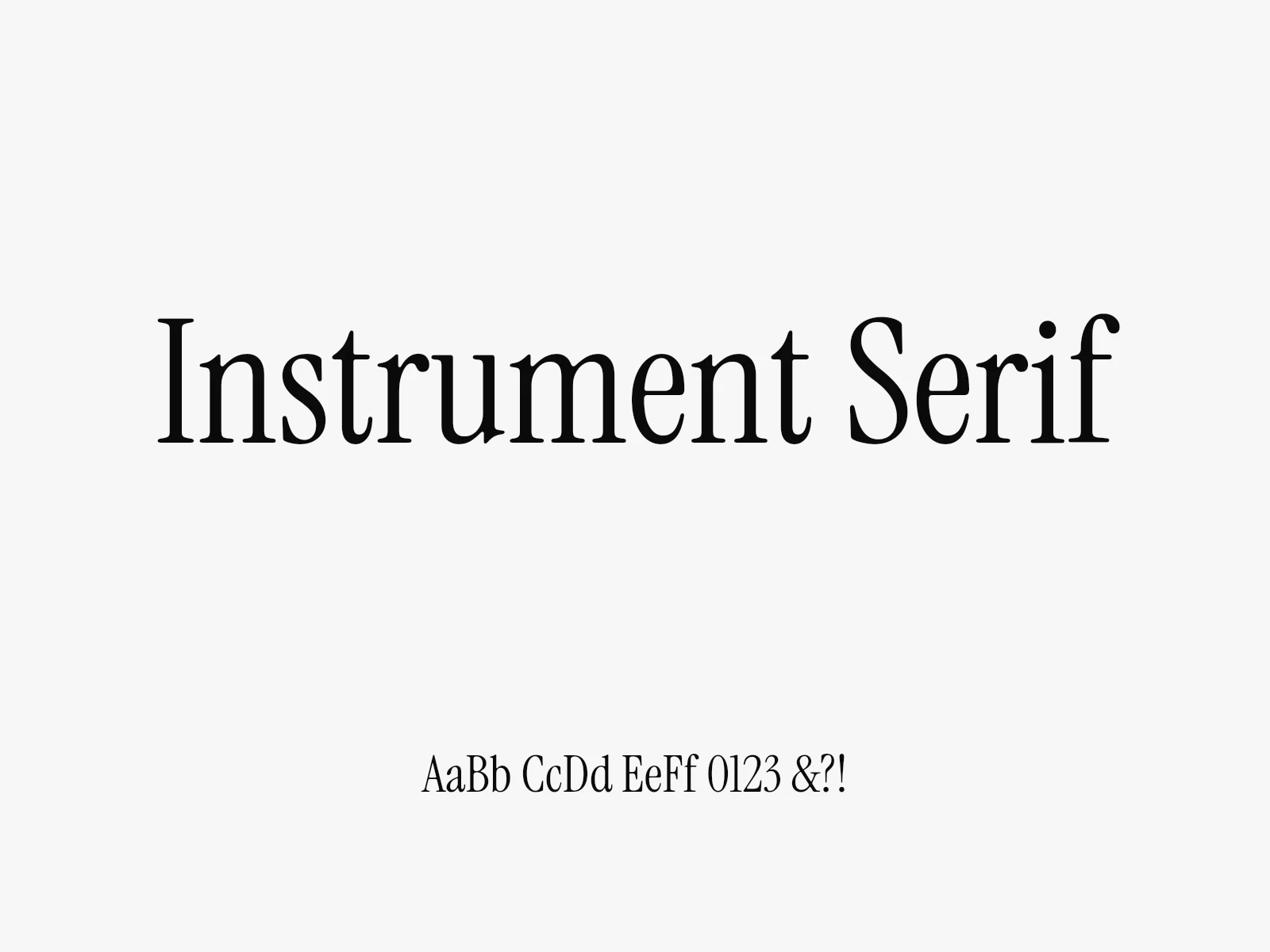 Instrument Serif type specimen