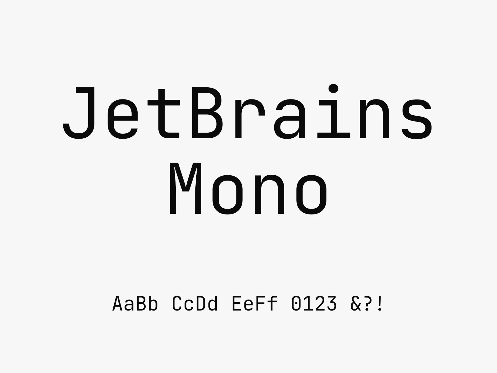 JetBrains Mono type specimen