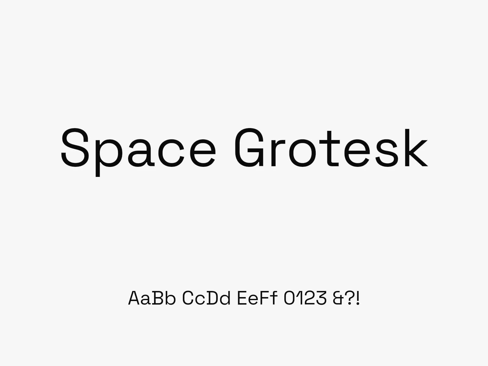 Space Grotesk type specimen