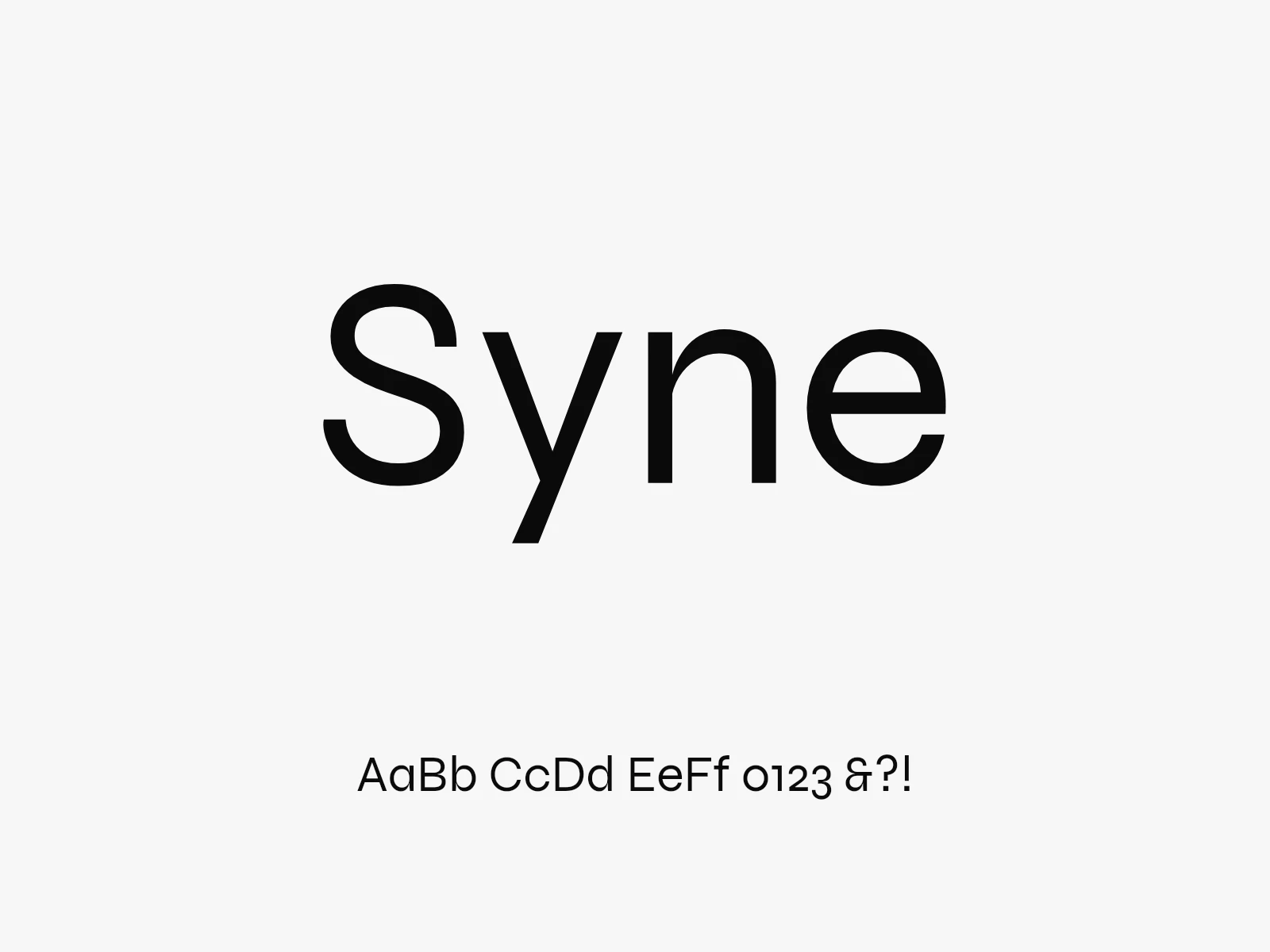 Syne type specimen
