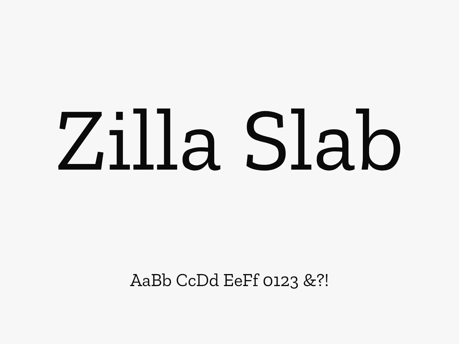 Zilla Slab type specimen